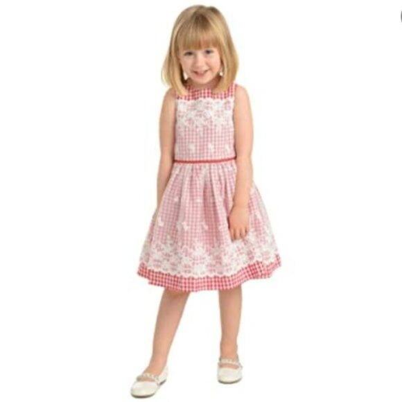 Laura Ashley London Girl's Sleeveless Mixed Fabric Dress Infant Girls Size 12 mo - Picture 1 of 4